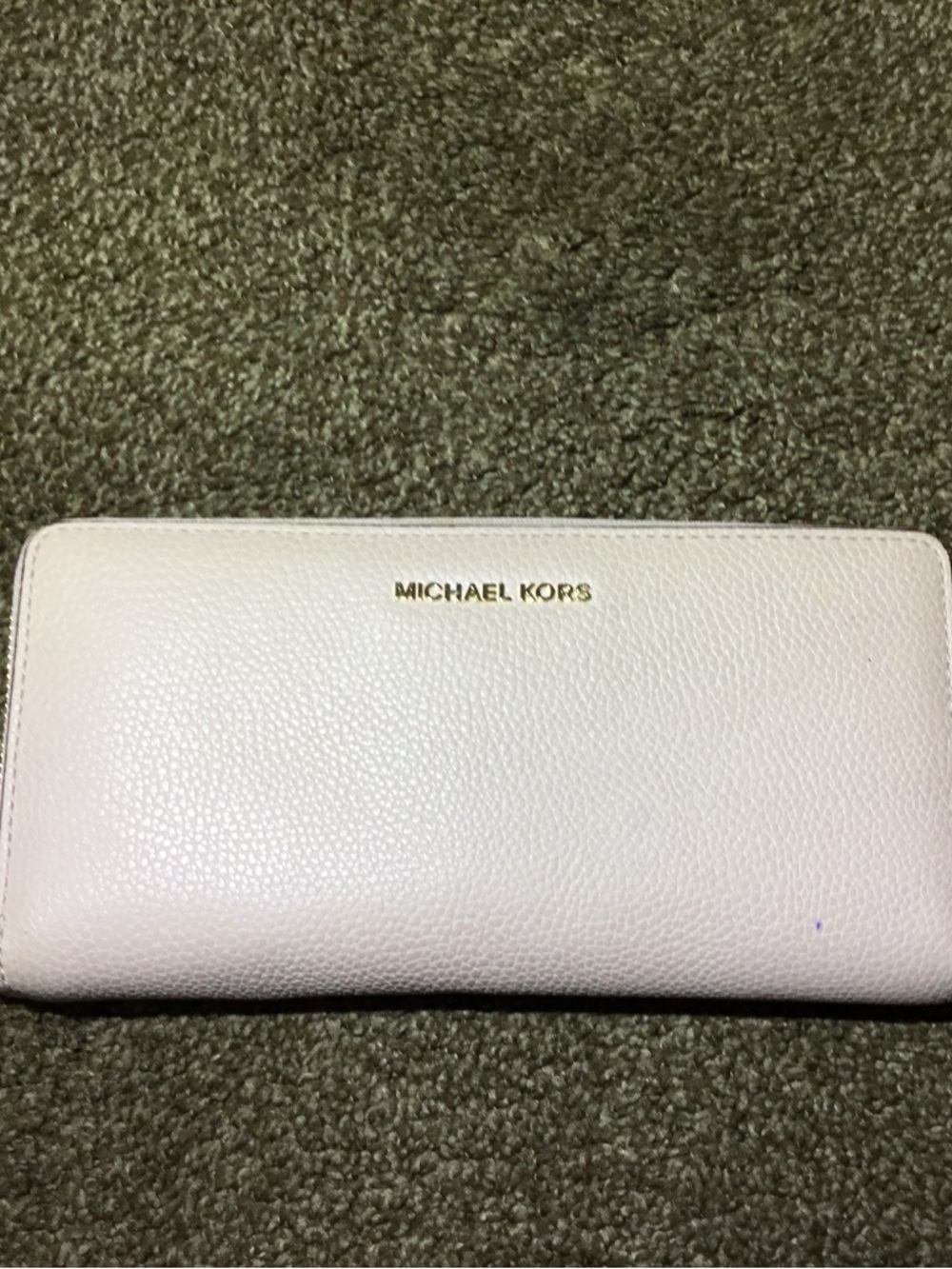 Michael Kors Light Pink Leather Zip Wallet with Gold Logo